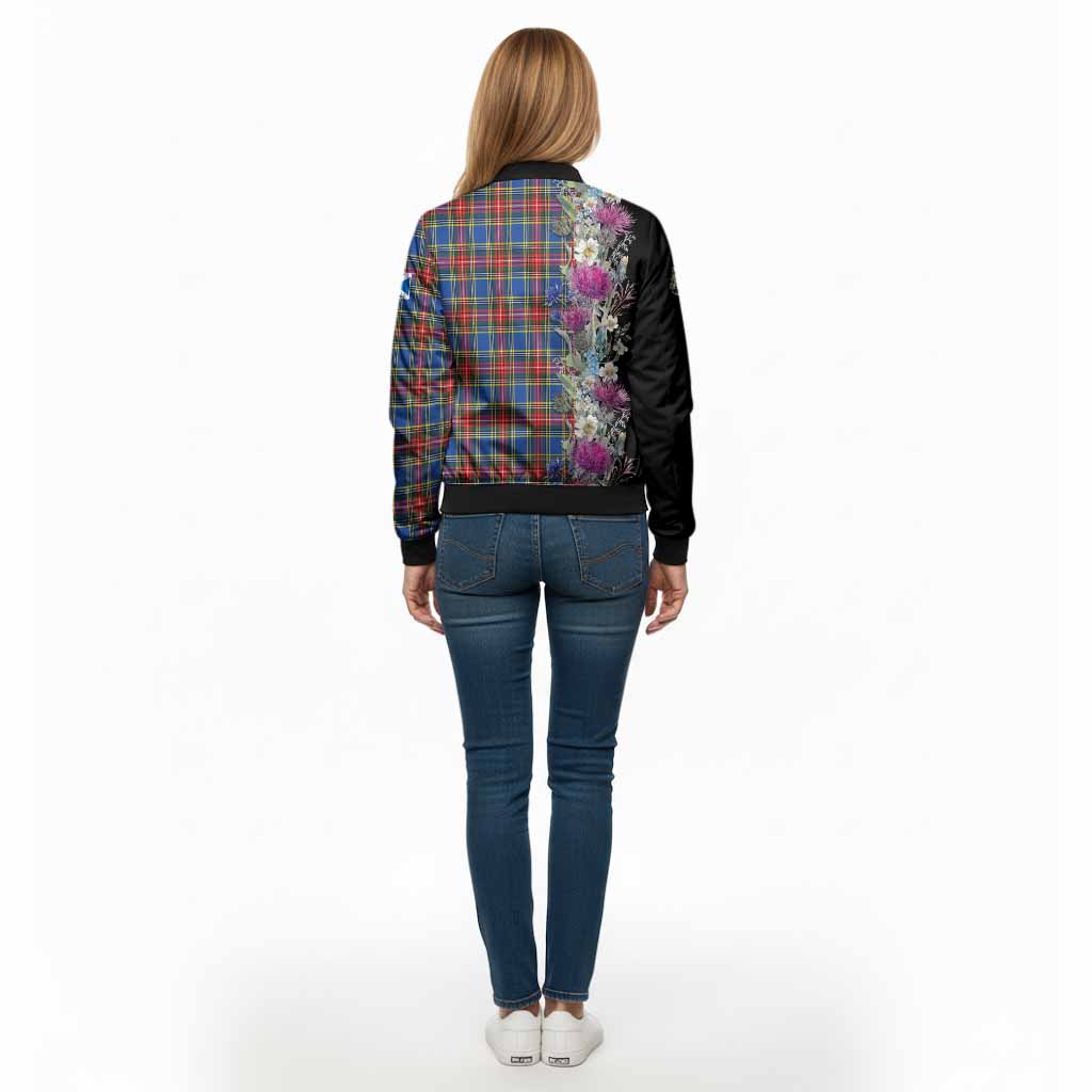 MacBeth (McBeth) Tartan Crest Thistle Floral Bomber Jacket - Tartan Vibes Clothing