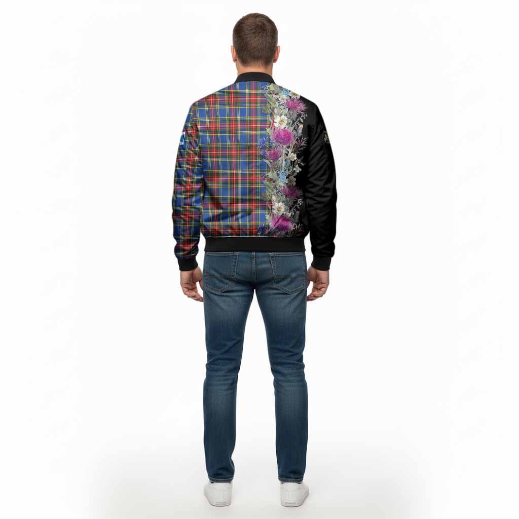 MacBeth (McBeth) Tartan Crest Thistle Floral Bomber Jacket - Tartan Vibes Clothing
