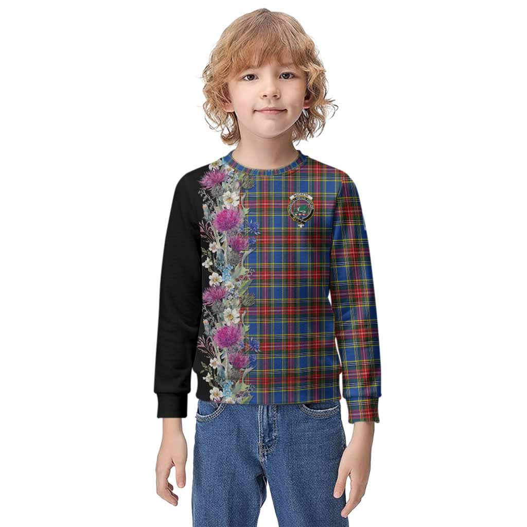 MacBeth (McBeth) Tartan Crest Thistle Floral Kid Knitted Sweatshirt Kid - Tartan Vibes Clothing
