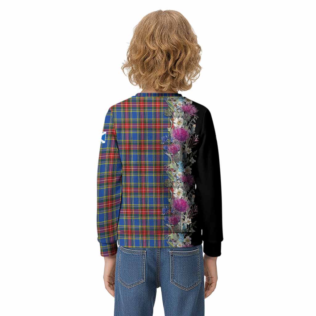 MacBeth (McBeth) Tartan Crest Thistle Floral Kid Knitted Sweatshirt - Tartan Vibes Clothing
