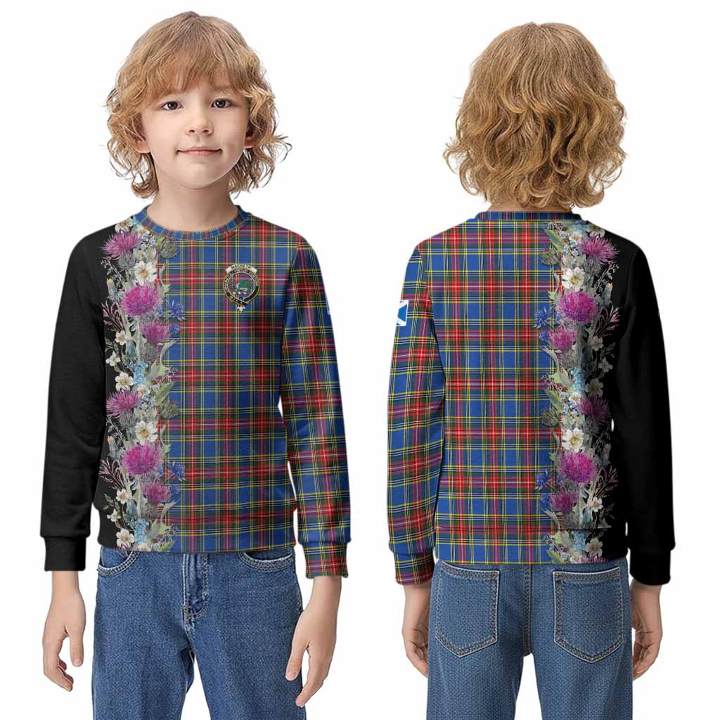 MacBeth (McBeth) Tartan Crest Thistle Floral Kid Knitted Sweatshirt - Tartan Vibes Clothing