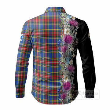 MacBeth (McBeth) Tartan Crest Thistle Floral Long Sleeve Button Shirts - Tartan Vibes Clothing