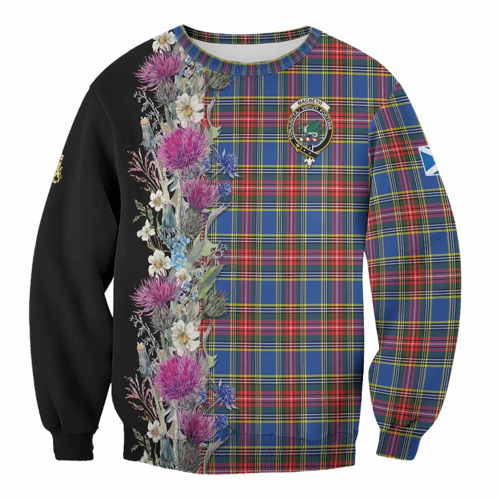 MacBeth (McBeth) Tartan Crest Thistle Floral Sweatshirt Unisex - Tartan Vibes Clothing