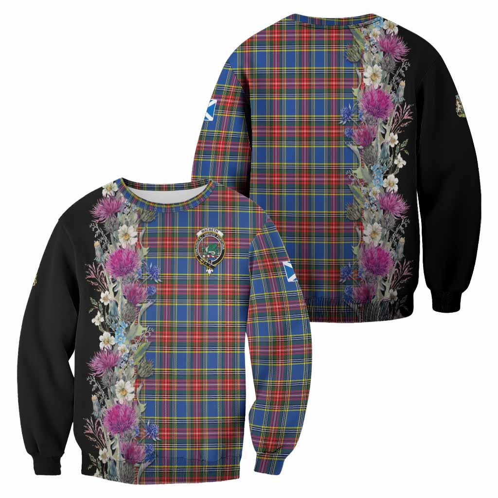 MacBeth (McBeth) Tartan Crest Thistle Floral Sweatshirt - Tartan Vibes Clothing
