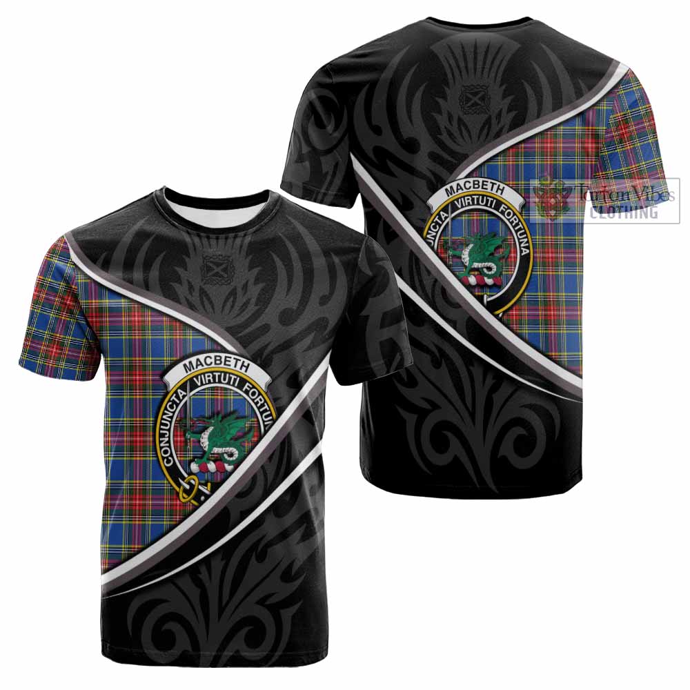 MacBeth (McBeth) Tartan Family Crest Cotton T-shirt Celtic Scottish Thistle Floral - Tartan Vibes Clothing