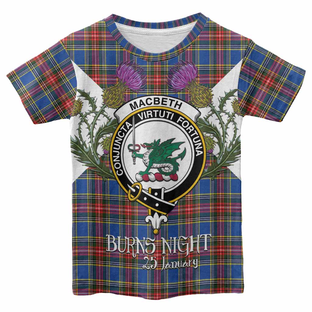 MacBeth (McBeth) Tartan Family Crest Kid T-shirt Scottish Burns Night Thistle Floral