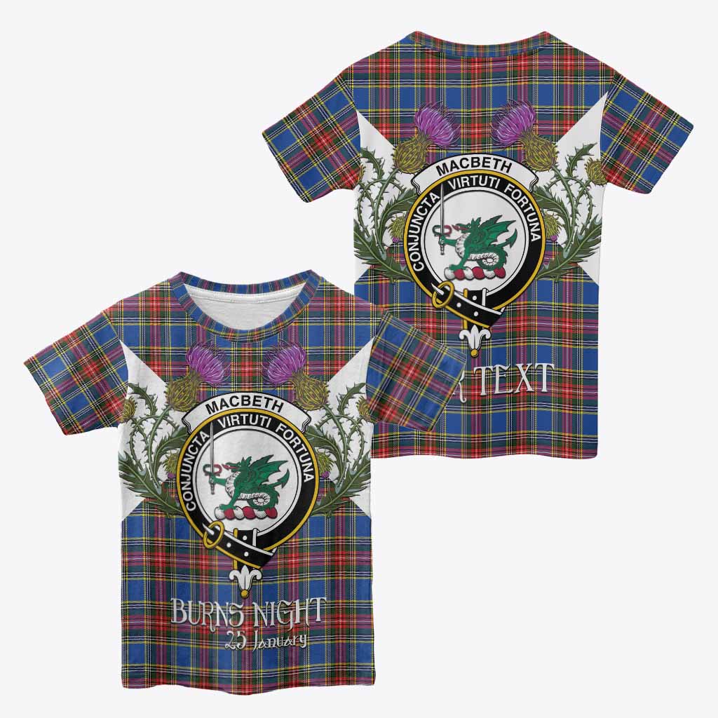 MacBeth (McBeth) Tartan Family Crest Kid T-shirt Scottish Burns Night Thistle Floral