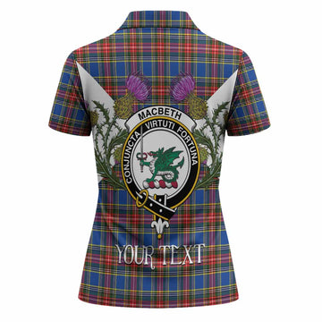 MacBeth (McBeth) Tartan Family Crest Women Polo Shirt Scottish Burns Night Thistle Floral