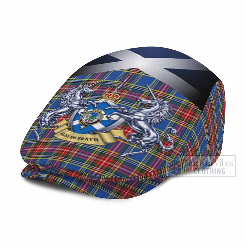 MacBeth (McBeth) Tartan Flat Cap, Jeff Cap Alba Gu Brath Unicorn Crest - Tartan Vibes Clothing