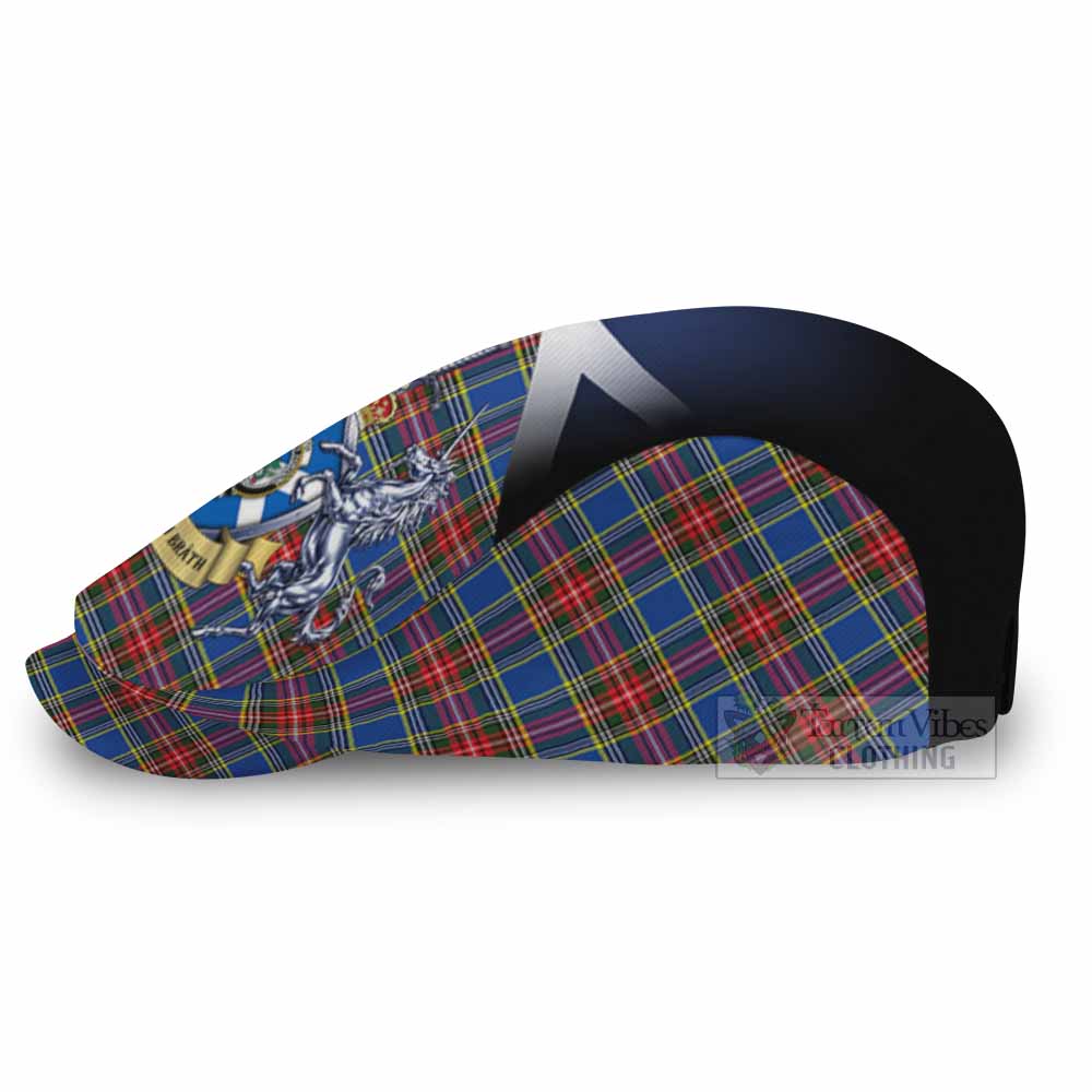 MacBeth (McBeth) Tartan Flat Cap, Jeff Cap Alba Gu Brath Unicorn Crest - Tartan Vibes Clothing