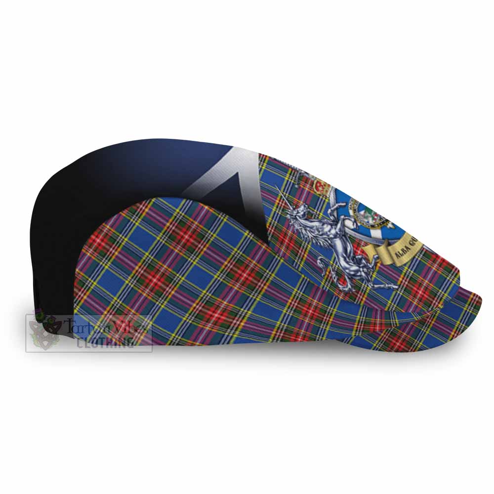 MacBeth (McBeth) Tartan Flat Cap, Jeff Cap Alba Gu Brath Unicorn Crest - Tartan Vibes Clothing