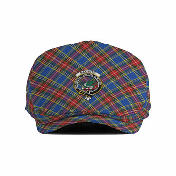 MacBeth (McBeth) Tartan Flat Cap, Jeff Cap Cross Style with Family Crest