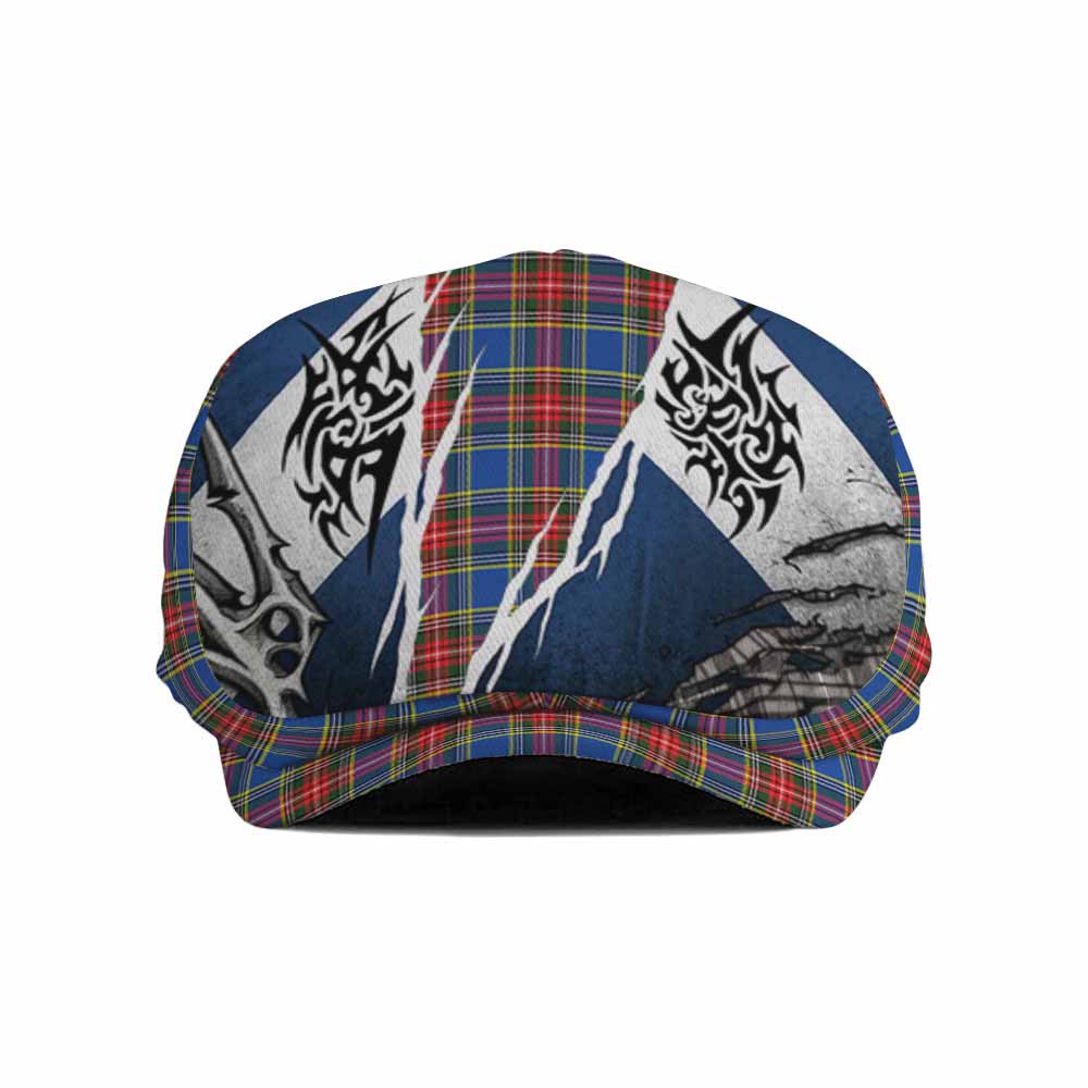 MacBeth (McBeth) Tartan Flat Cap, Jeff Cap Scotland Flag Ripped Tribal Design