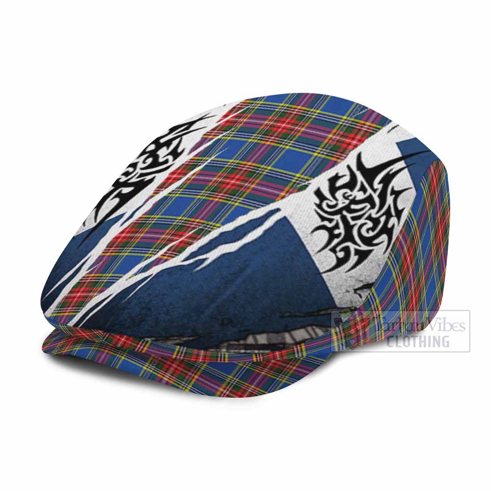 MacBeth (McBeth) Tartan Flat Cap, Jeff Cap Scotland Flag Ripped Tribal Design
