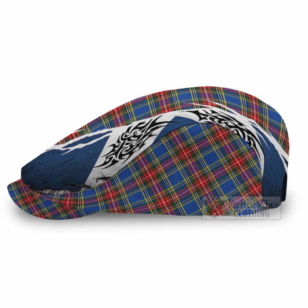 MacBeth (McBeth) Tartan Flat Cap, Jeff Cap Scotland Flag Ripped Tribal Design