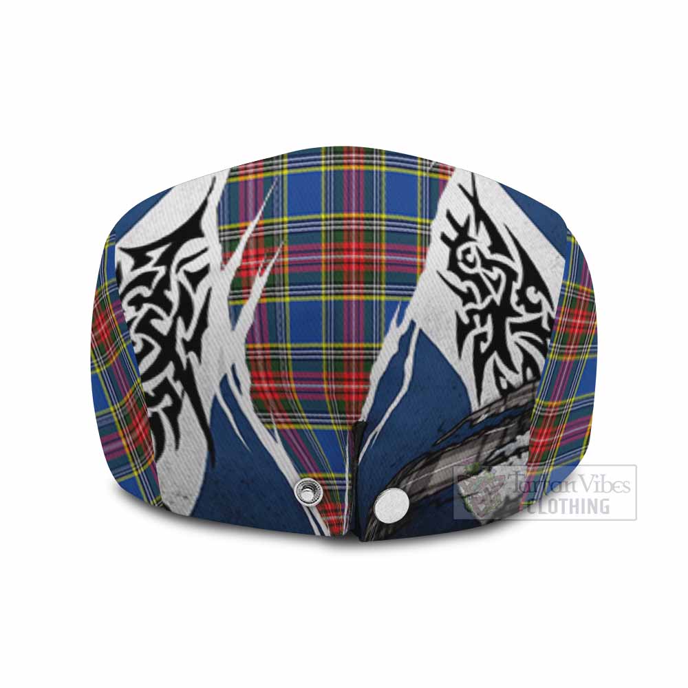 MacBeth (McBeth) Tartan Flat Cap, Jeff Cap Scotland Flag Ripped Tribal Design