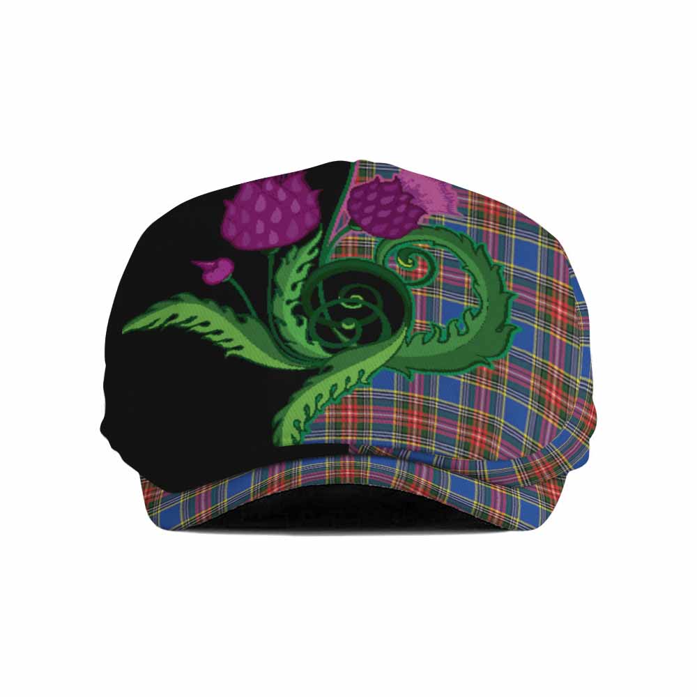 MacBeth (McBeth) Tartan Flat Cap, Jeff Cap Traditional Scottish Thistle