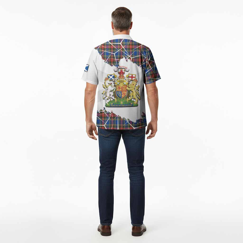 MacBeth (McBeth) Tartan Hawaiian Shirt with Family Crest and Lion Rampant Grunge Style