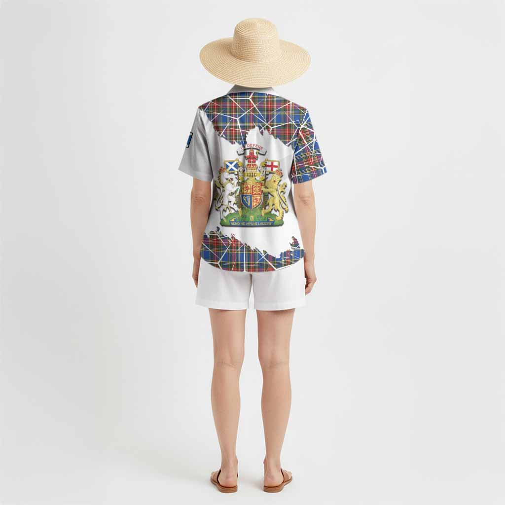 MacBeth (McBeth) Tartan Hawaiian Shirt with Family Crest and Lion Rampant Grunge Style