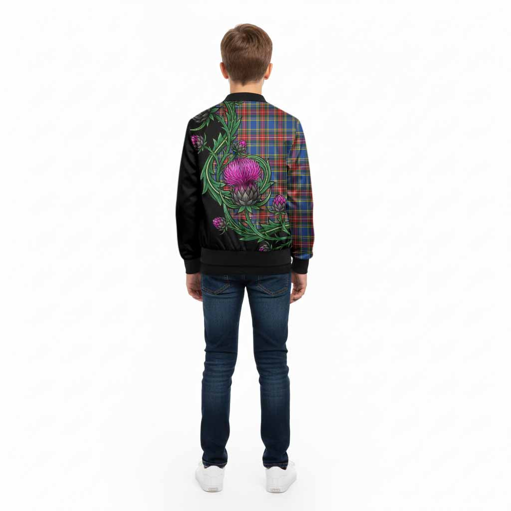 MacBeth (McBeth) Tartan Kid Bomber Jacket Resilient Scottish Thistle - Tartan Vibes Clothing