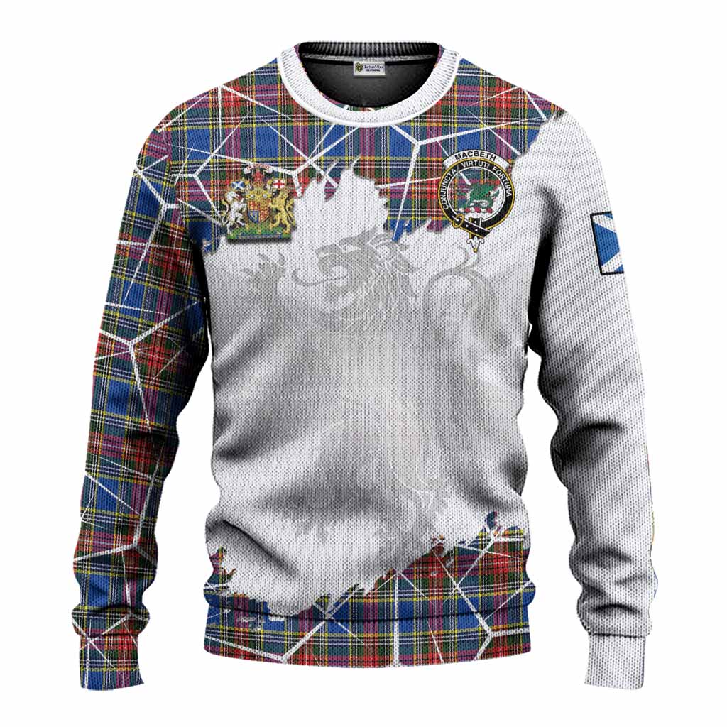 MacBeth (McBeth) Tartan Knitted Sweater with Family Crest and Lion Rampant Grunge Style