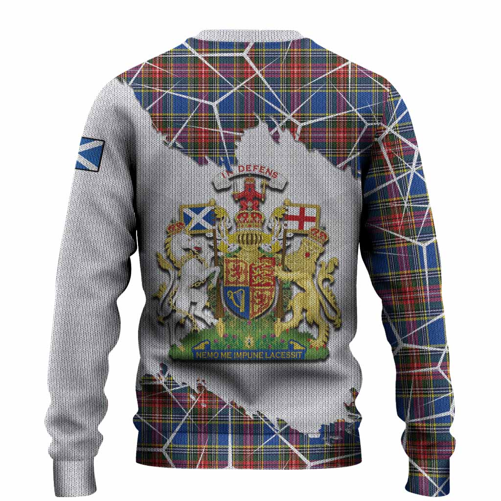 MacBeth (McBeth) Tartan Knitted Sweater with Family Crest and Lion Rampant Grunge Style