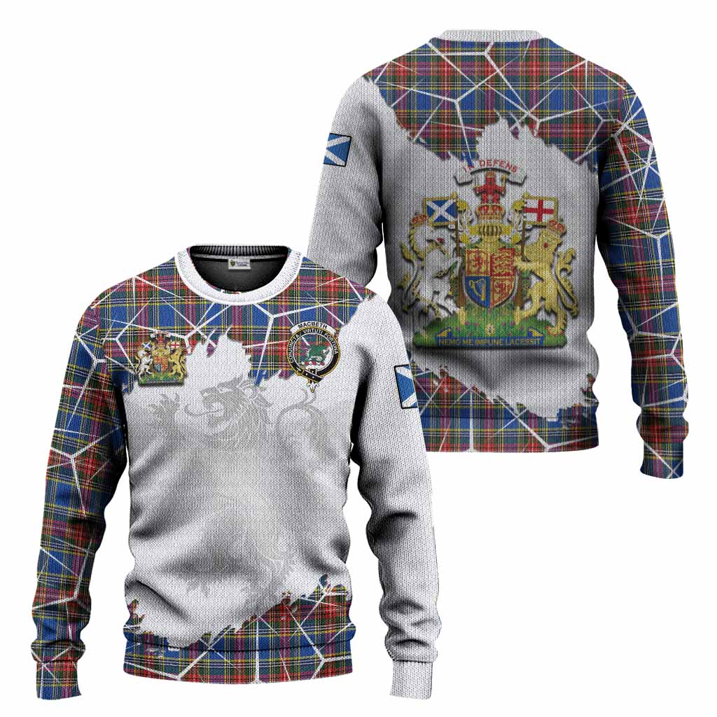 MacBeth (McBeth) Tartan Knitted Sweater with Family Crest and Lion Rampant Grunge Style