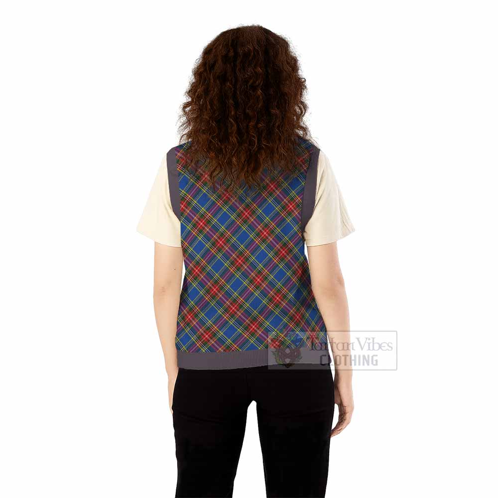 MacBeth (McBeth) Tartan Knitted V-Neck Vest with Family Crest Cross Style