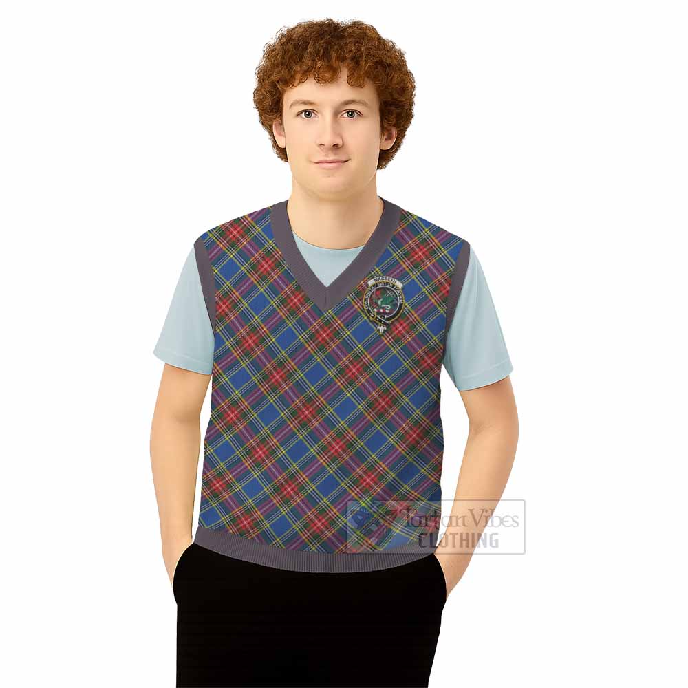 MacBeth (McBeth) Tartan Knitted V-Neck Vest with Family Crest Cross Style