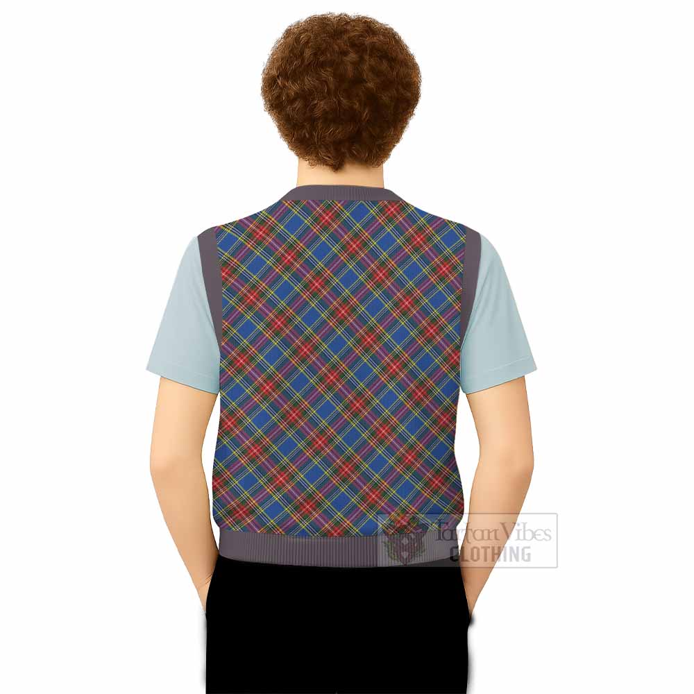 MacBeth (McBeth) Tartan Knitted V-Neck Vest with Family Crest Cross Style