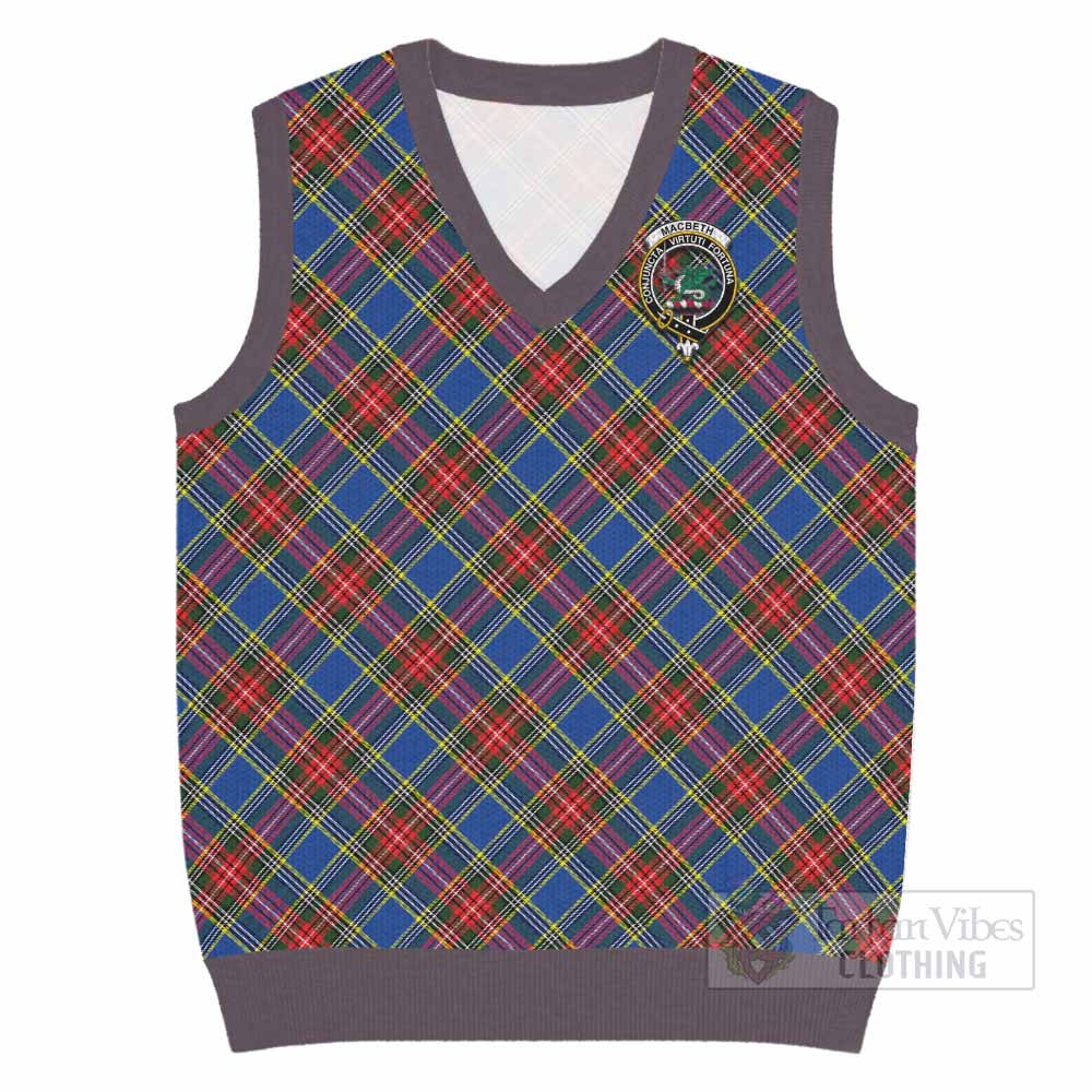 MacBeth (McBeth) Tartan Knitted V-Neck Vest with Family Crest Cross Style