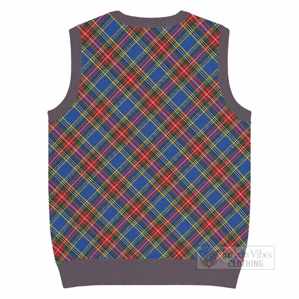 MacBeth (McBeth) Tartan Knitted V-Neck Vest with Family Crest Cross Style