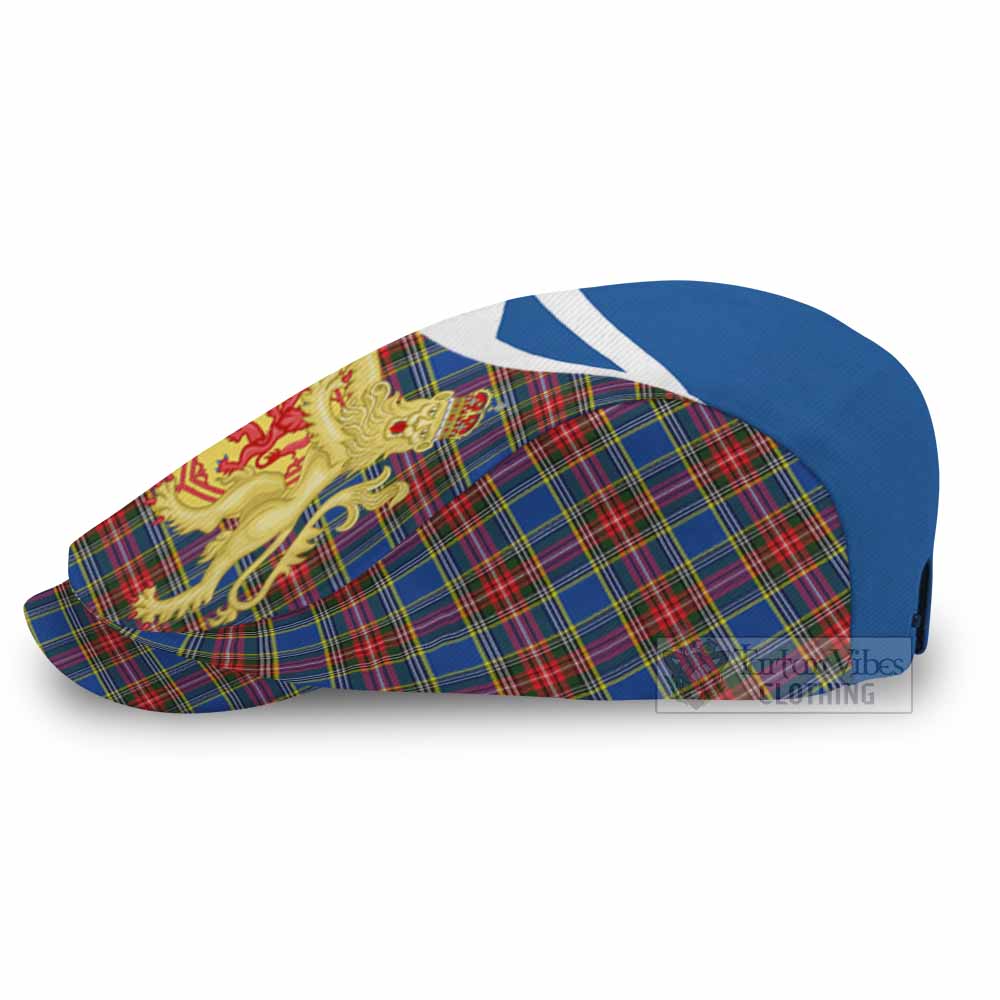 MacBeth (McBeth) Tartan Lion Rampant Flat Cap, Jeff Cap Classic Scottish Style - Tartan Vibes Clothing