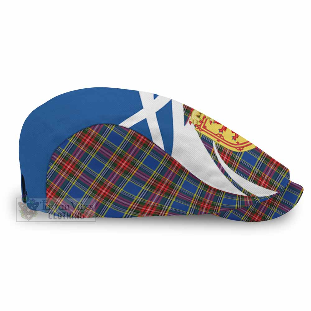 MacBeth (McBeth) Tartan Lion Rampant Flat Cap, Jeff Cap Classic Scottish Style - Tartan Vibes Clothing