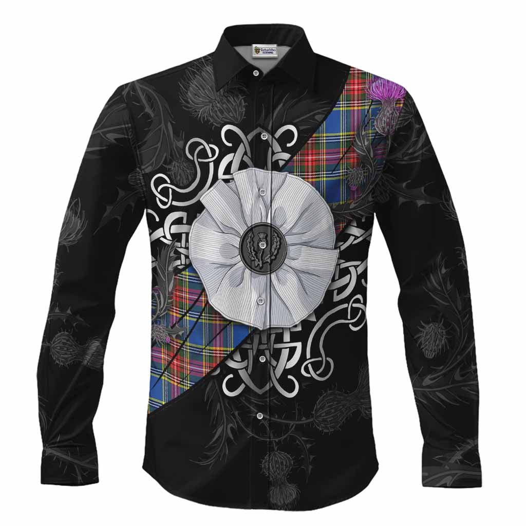 MacBeth (McBeth) Tartan Long Sleeve Button Shirts Jacobite White Rose Men's Shirt S - Tartan Vibes Clothing