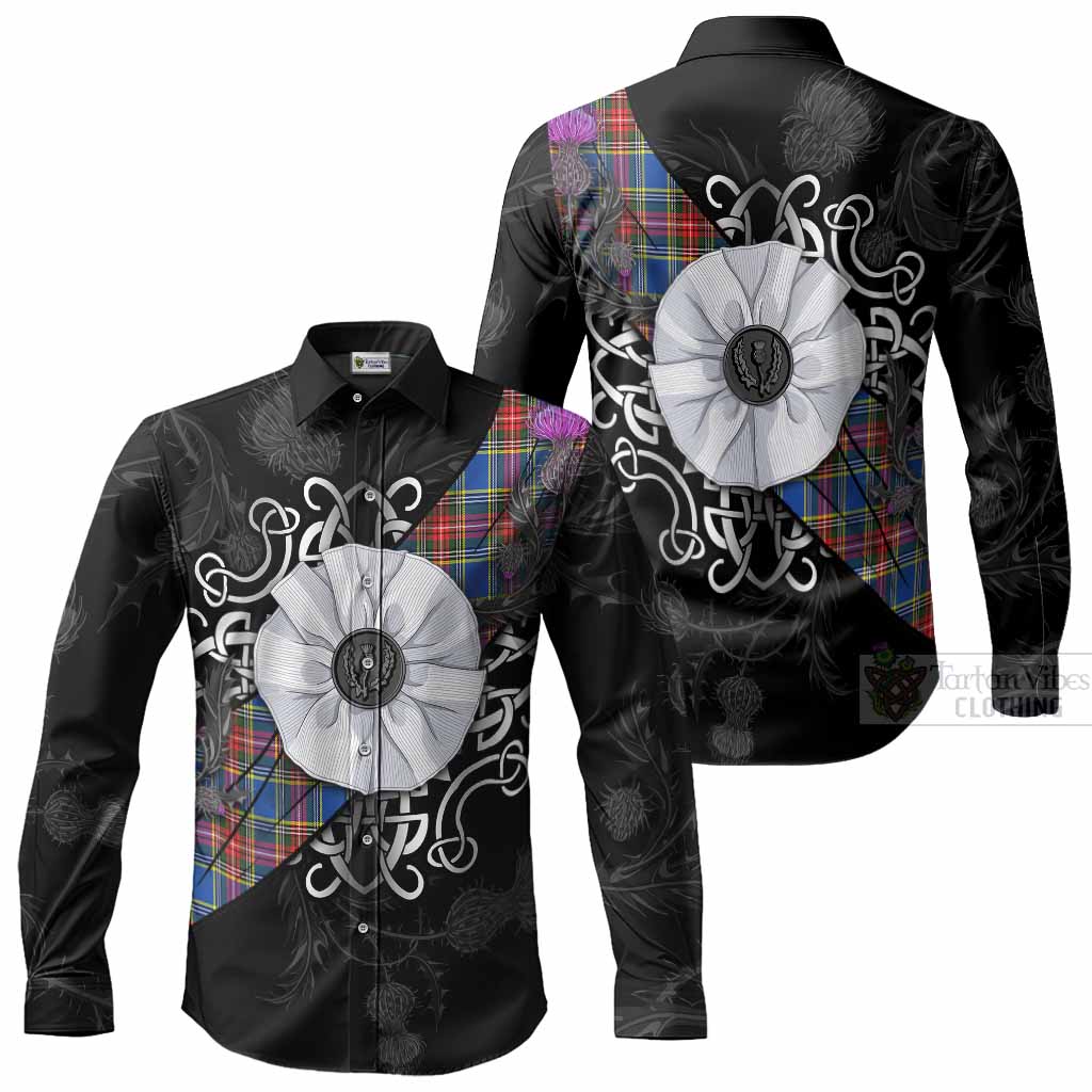 MacBeth (McBeth) Tartan Long Sleeve Button Shirts Jacobite White Rose Men's Shirt - Tartan Vibes Clothing