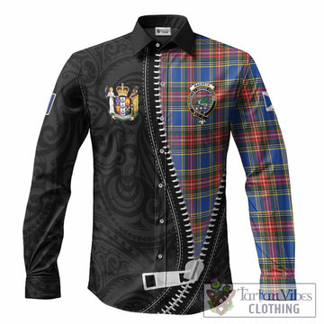 MacBeth (McBeth) Tartan Long Sleeve Button Shirts New Zealand Pattern Unique Zipper Stylized