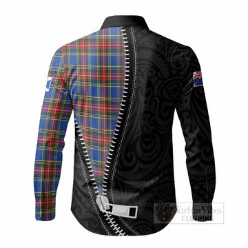 MacBeth (McBeth) Tartan Long Sleeve Button Shirts New Zealand Pattern Unique Zipper Stylized