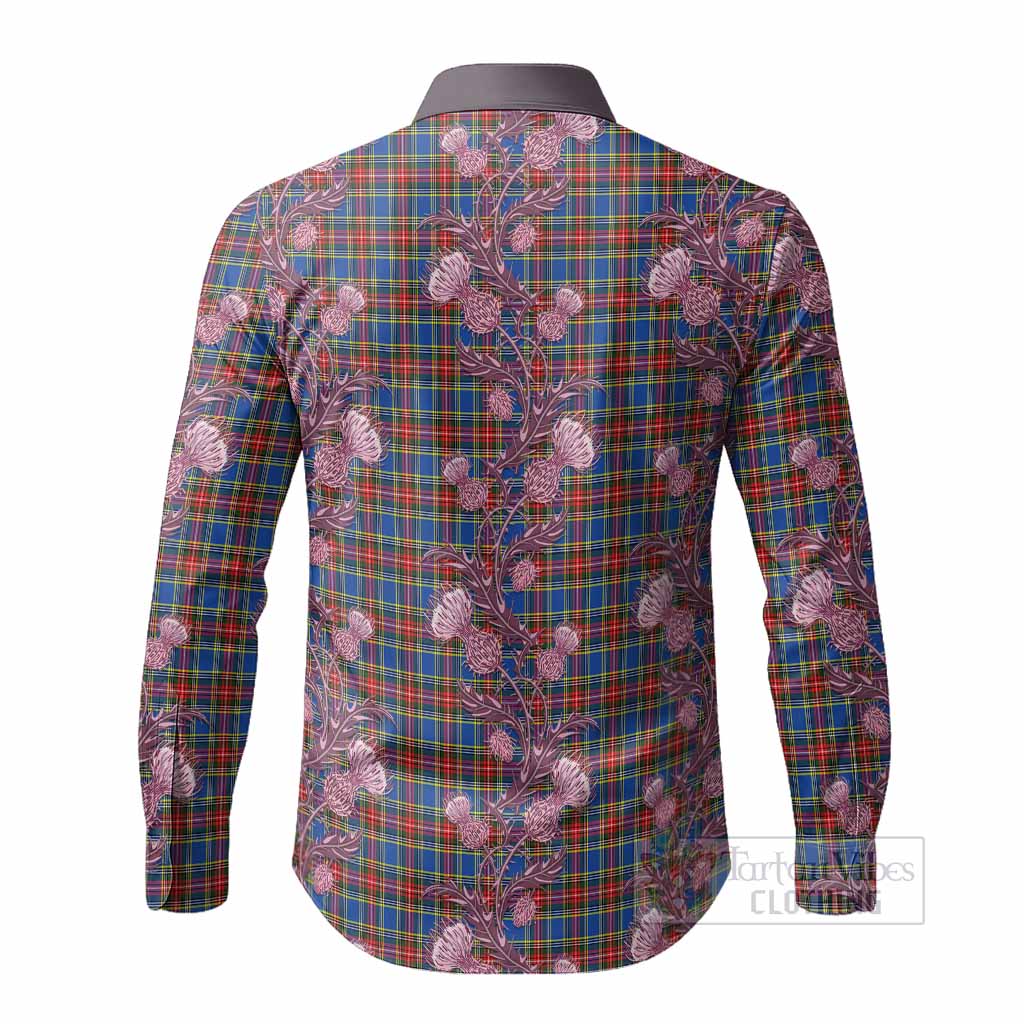 MacBeth (McBeth) Tartan Long Sleeve Button Shirts Seamless Scottish Thistle Flowers