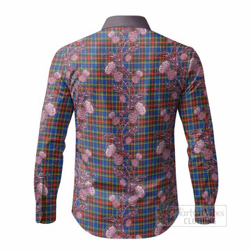 MacBeth (McBeth) Tartan Long Sleeve Button Shirts Seamless Scottish Thistle Flowers