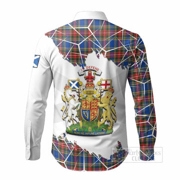 MacBeth (McBeth) Tartan Long Sleeve Button Shirts with Family Crest and Lion Rampant Grunge Style