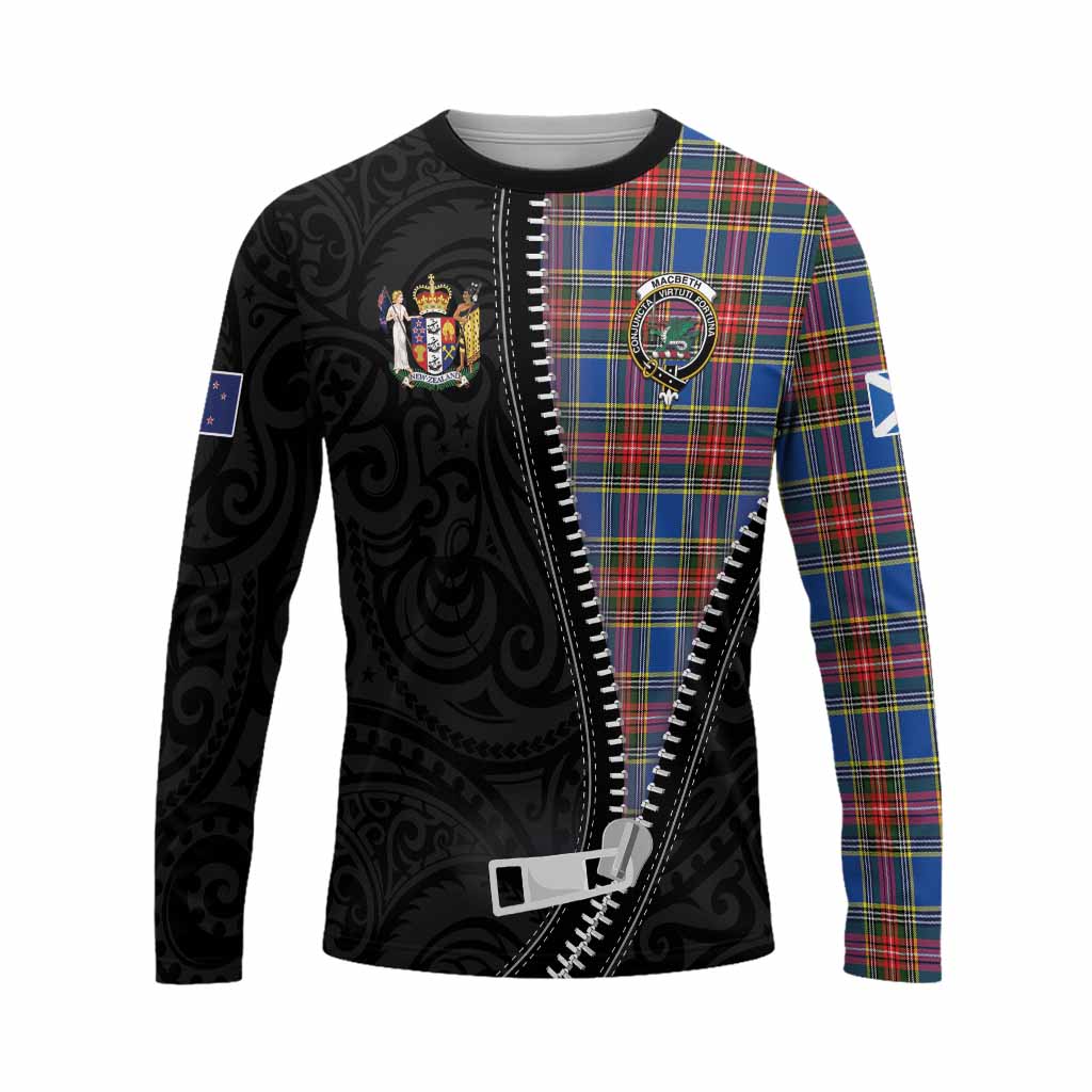 MacBeth (McBeth) Tartan Long Sleeve T-Shirt New Zealand Pattern Unique Zipper Stylized