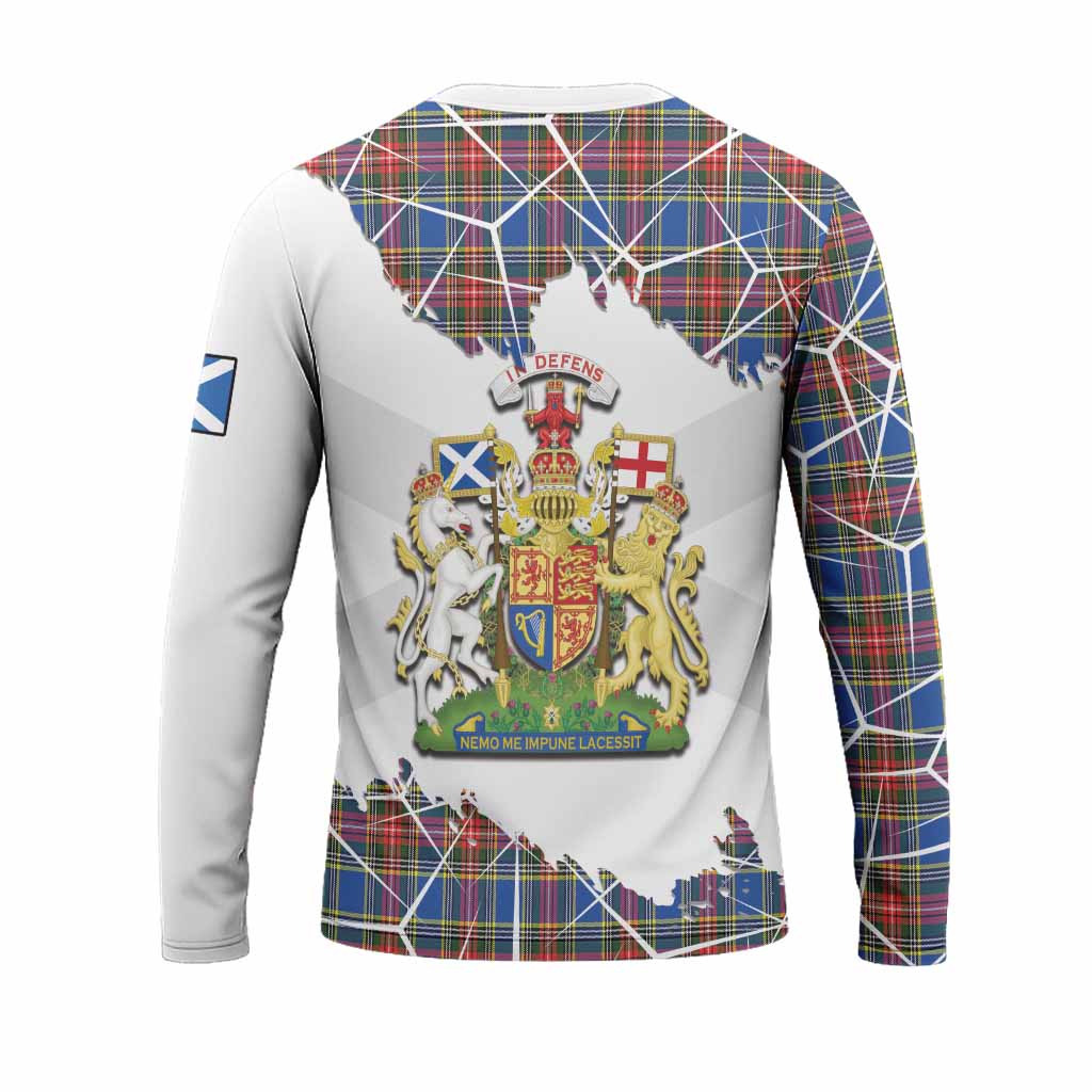 MacBeth (McBeth) Tartan Long Sleeve T-Shirt with Family Crest and Lion Rampant Grunge Style