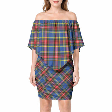 MacBeth (McBeth) Tartan Off Shoulder Draped Bodycon Mini Dress 4XL - Tartan Vibes Clothing