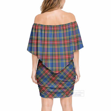MacBeth (McBeth) Tartan Off Shoulder Draped Bodycon Mini Dress - Tartan Vibes Clothing