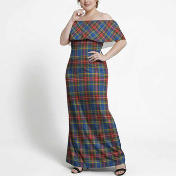 MacBeth (McBeth) Tartan Off Shoulder Ruffle Maxi Dress