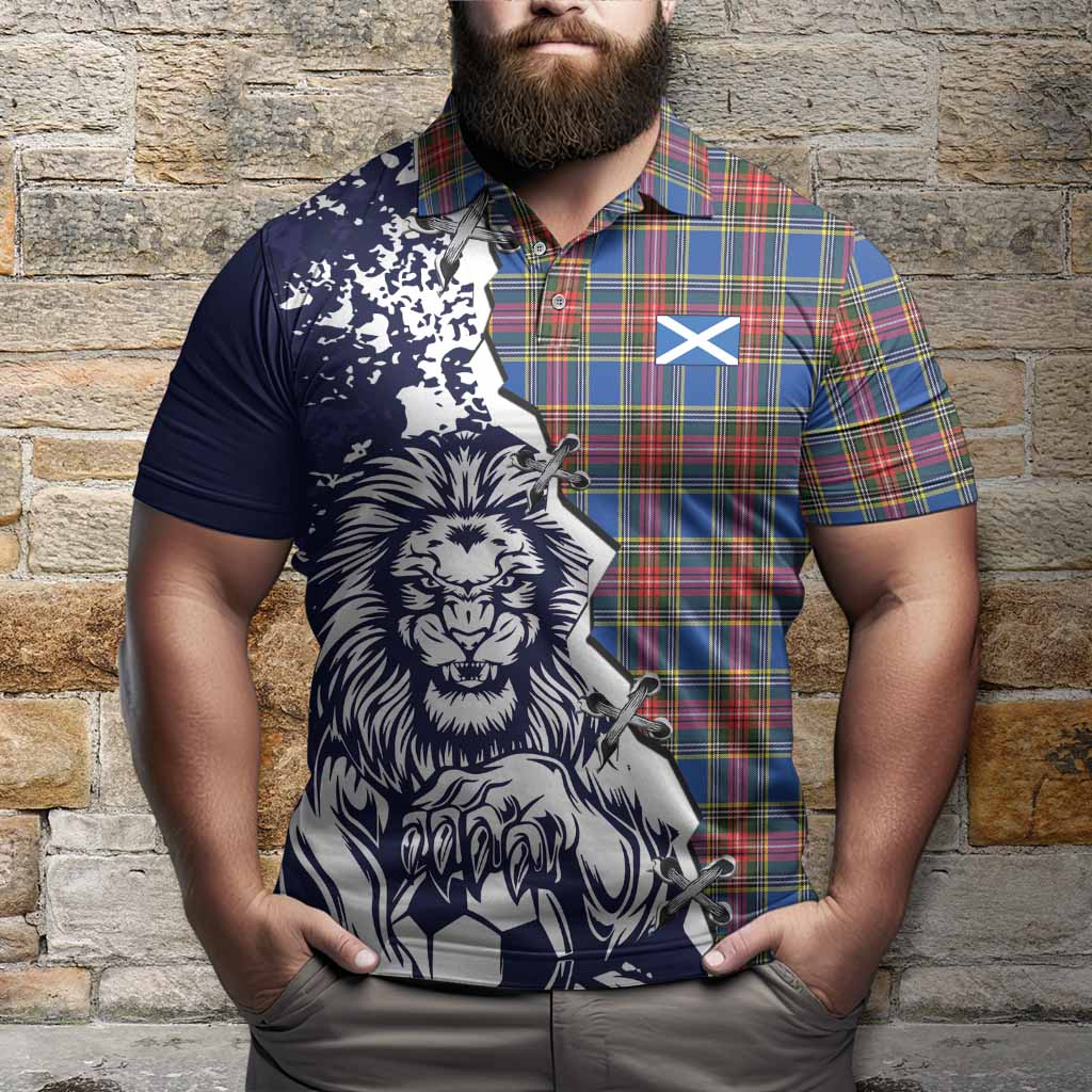 MacBeth (McBeth) Tartan Scottish Polo Shirt Angry Lion With Soccer Ball Style
