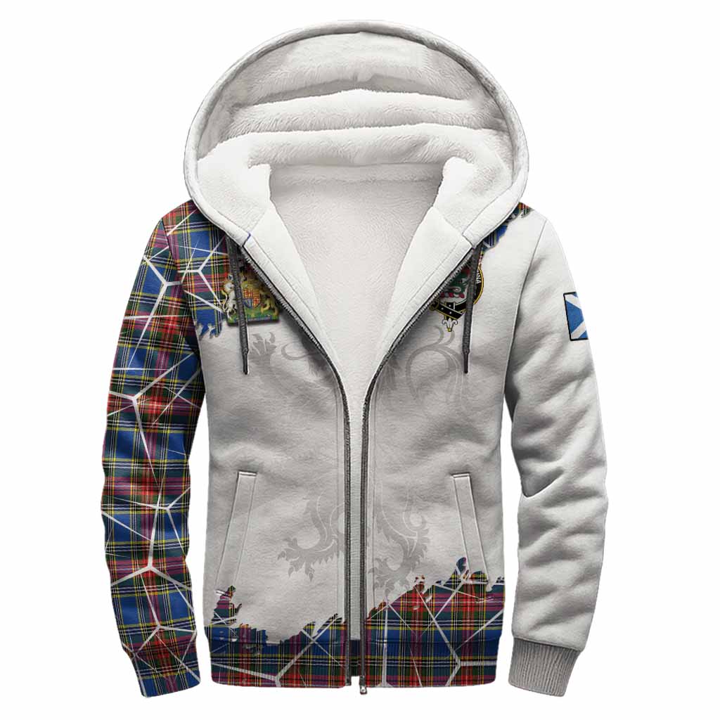 MacBeth (McBeth) Tartan Sherpa Hoodie with Family Crest and Lion Rampant Grunge Style