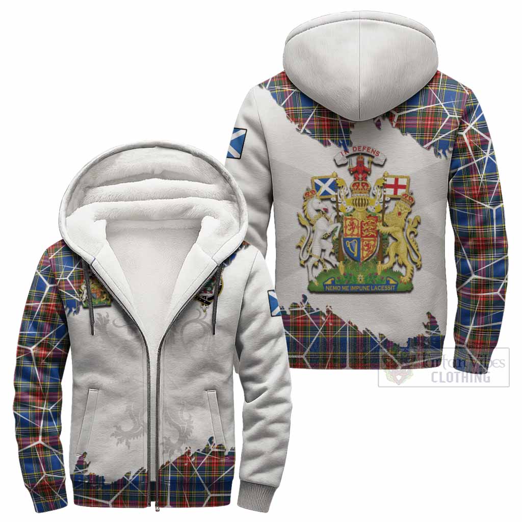 MacBeth (McBeth) Tartan Sherpa Hoodie with Family Crest and Lion Rampant Grunge Style