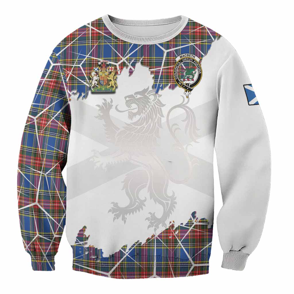 MacBeth (McBeth) Tartan Sweatshirt with Family Crest and Lion Rampant Grunge Style